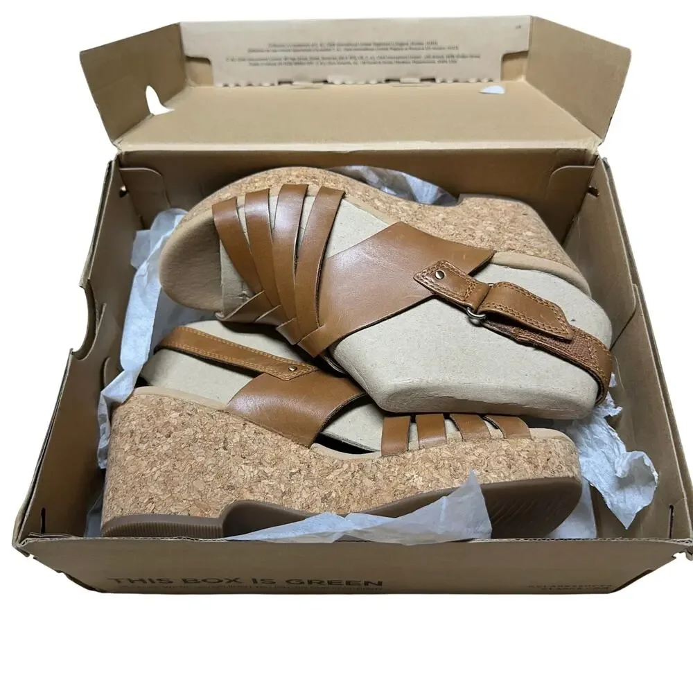 Clarks Collection Woven Leather Wedge Giselle Glow Light Tan Women's 6M NIB - Picture 7 of 11